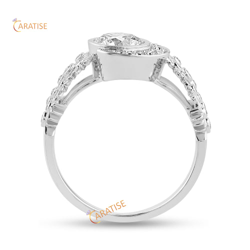 1.14 TDW Round Cut Moissanite Diamond Engagement Ring 925 Silver