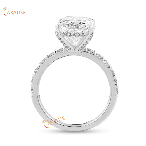 3.90 TDW Radiant & Round Cut Diamond Ring 925 Silver