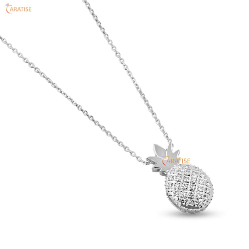 0.43 TDW Round Cut Diamond Custom Pendant 925 Silver