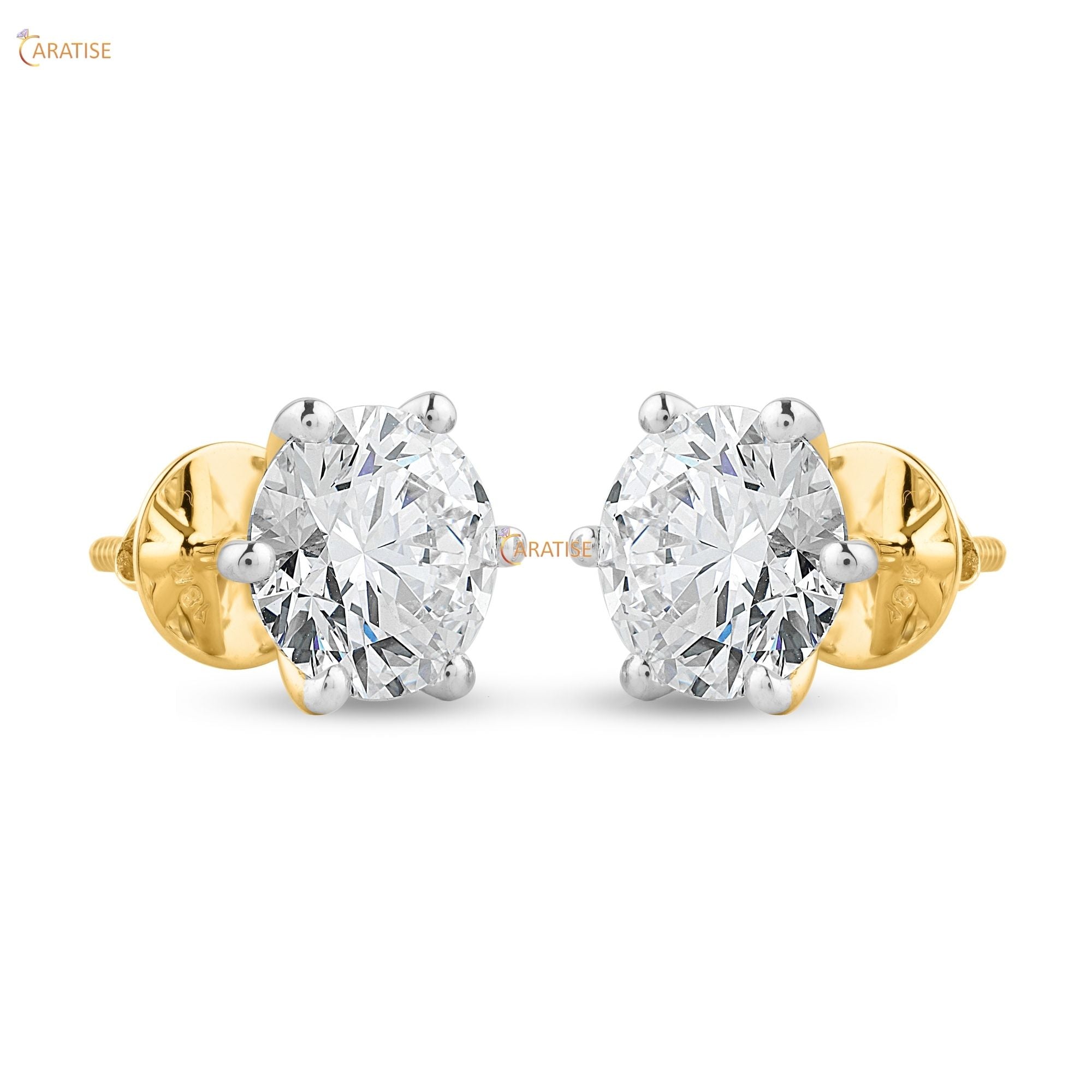 2.00 TDW Round Cut Diamond women's Stud Earring 925 Silver