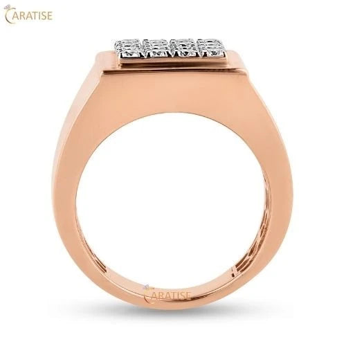 1.18 TDW Round Cut Diamond Men's Engagement Ring 925 Silver