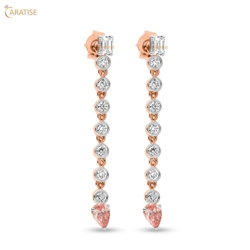 1.63 TDW Round, Emerald & Pear Cut Diamond Earring 925 Silver