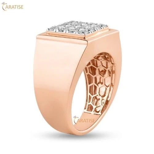 1.18 TDW Round Cut Diamond Men's Engagement Ring 925 Silver