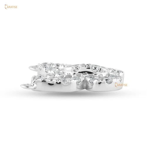 0.769 TDW Round & Baguette Cut Diamond Pendant 925 Silver