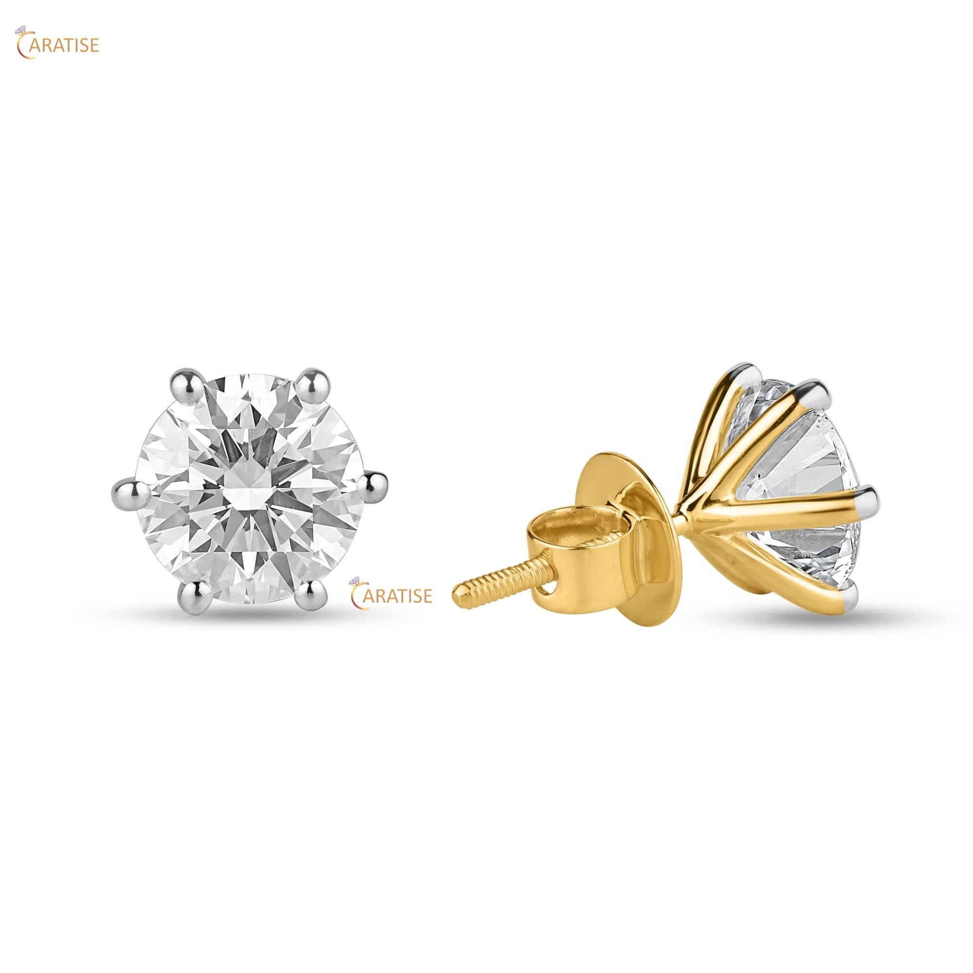2.00 TDW Round Cut Diamond women's Stud Earring 925 Silver