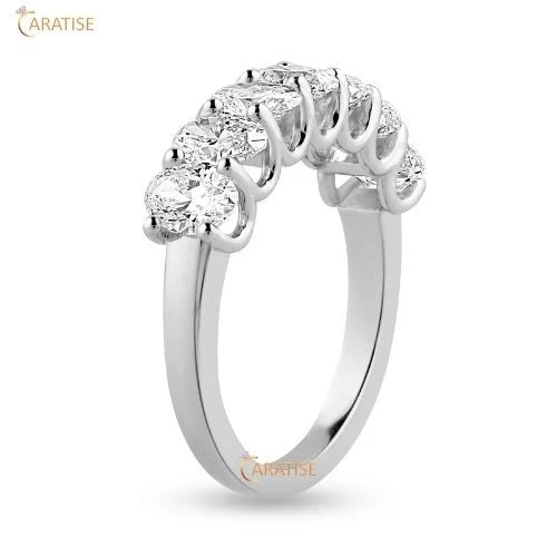 2.03 TDW Oval Cut Moissanite Diamond Eternity Band Ring 925 Silver