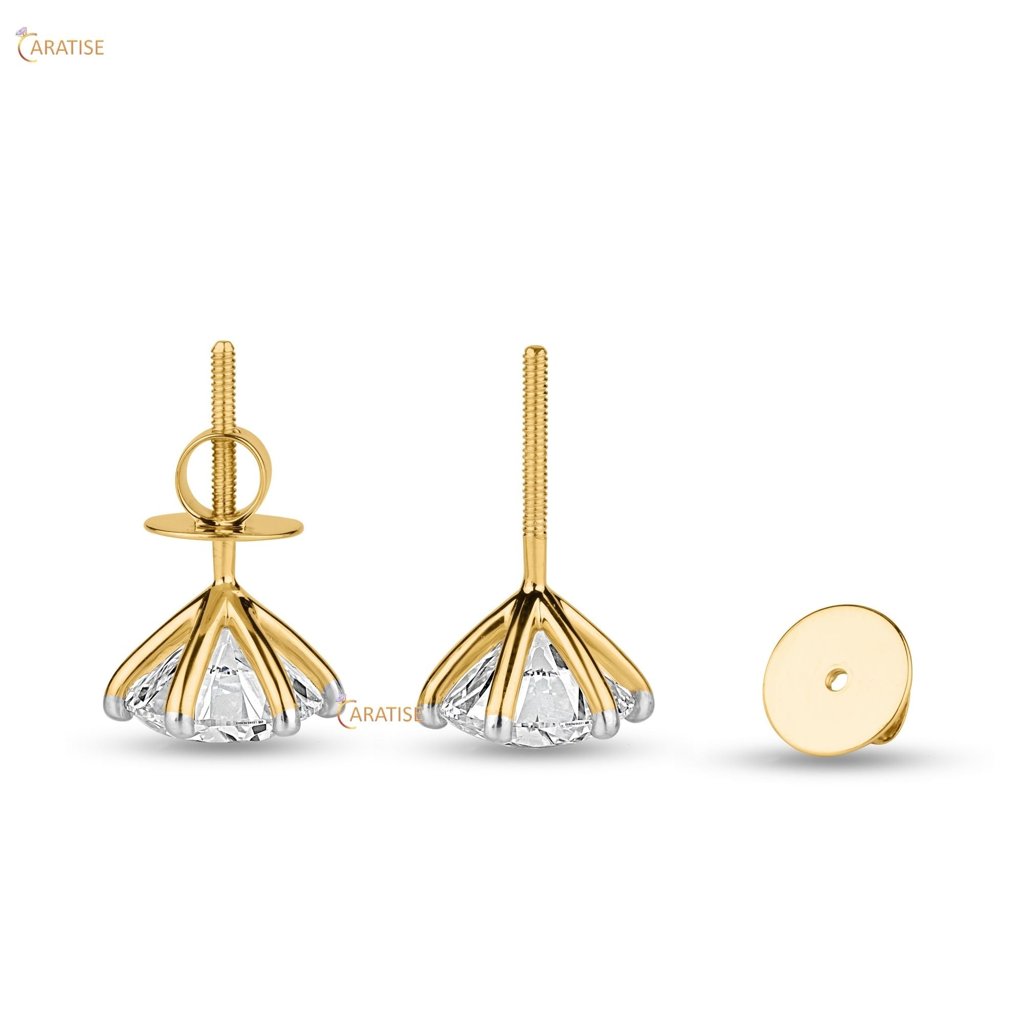 2.00 TDW Round Cut Diamond women's Stud Earring 925 Silver