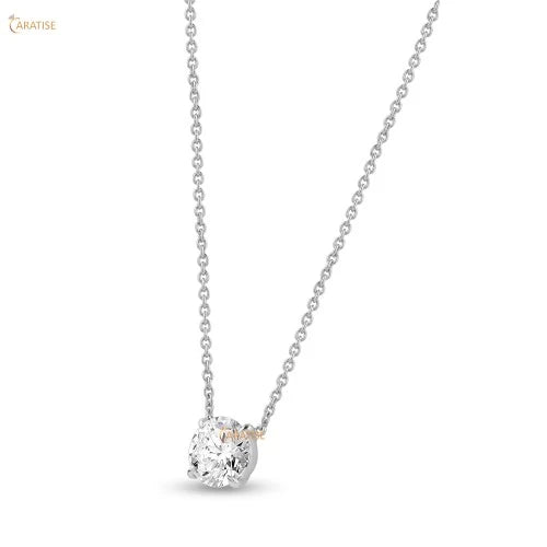 1.05 TDW Round Cut Diamond Solitaire Pendant 925 Silver