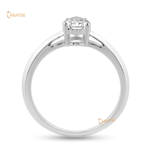 0.97 TDW Pear Cut Moissanite Diamond Solitaire Ring 925 Silver