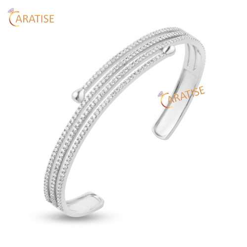 1.93 TDW Round Cut Diamond Bangle Bracelet 925 Silver
