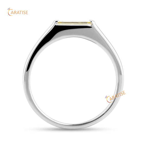 0.50 TDW F.Y Baguette Cut Diamond Solitraire Ring 925 Silver