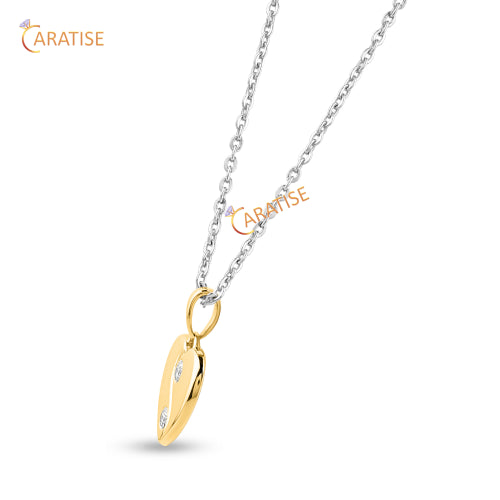 0.10 TDW Round Cut Heart Diamond Pendant 925 Silver