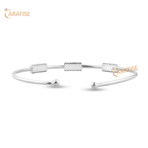 0.81 TDW Round Cut Diamond 925 Silver Diamond Bracelet