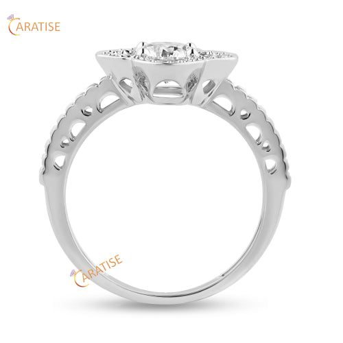 0.77 TDW Round Cut  Moissanite Diamond Halo Ring 925 Silver