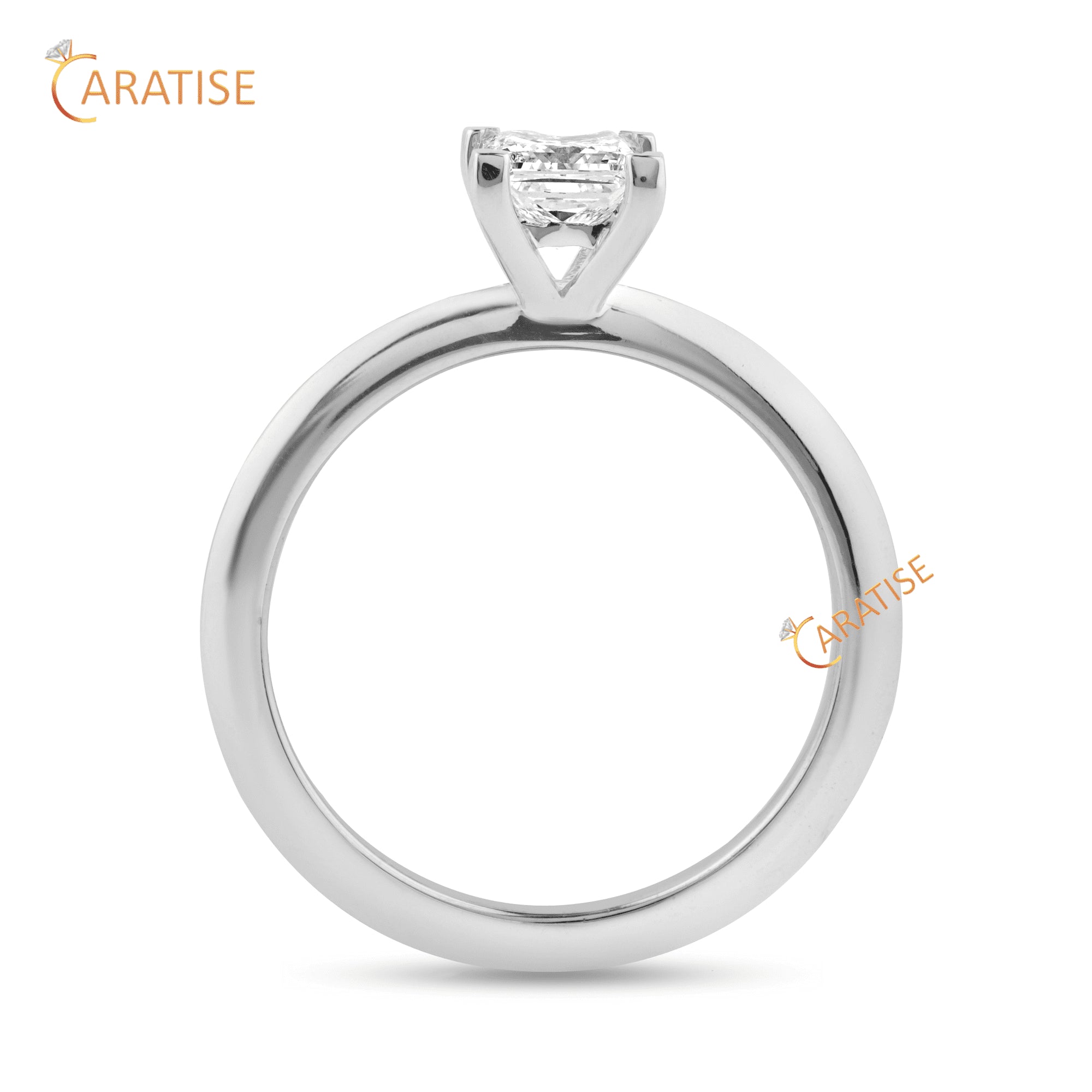 0.75 TDW Princess Cut Diamond Solitaire Ring 925 Silver