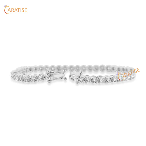 9.14 TDW Round Cut Diamond Tennis Bracelet 925 Silver