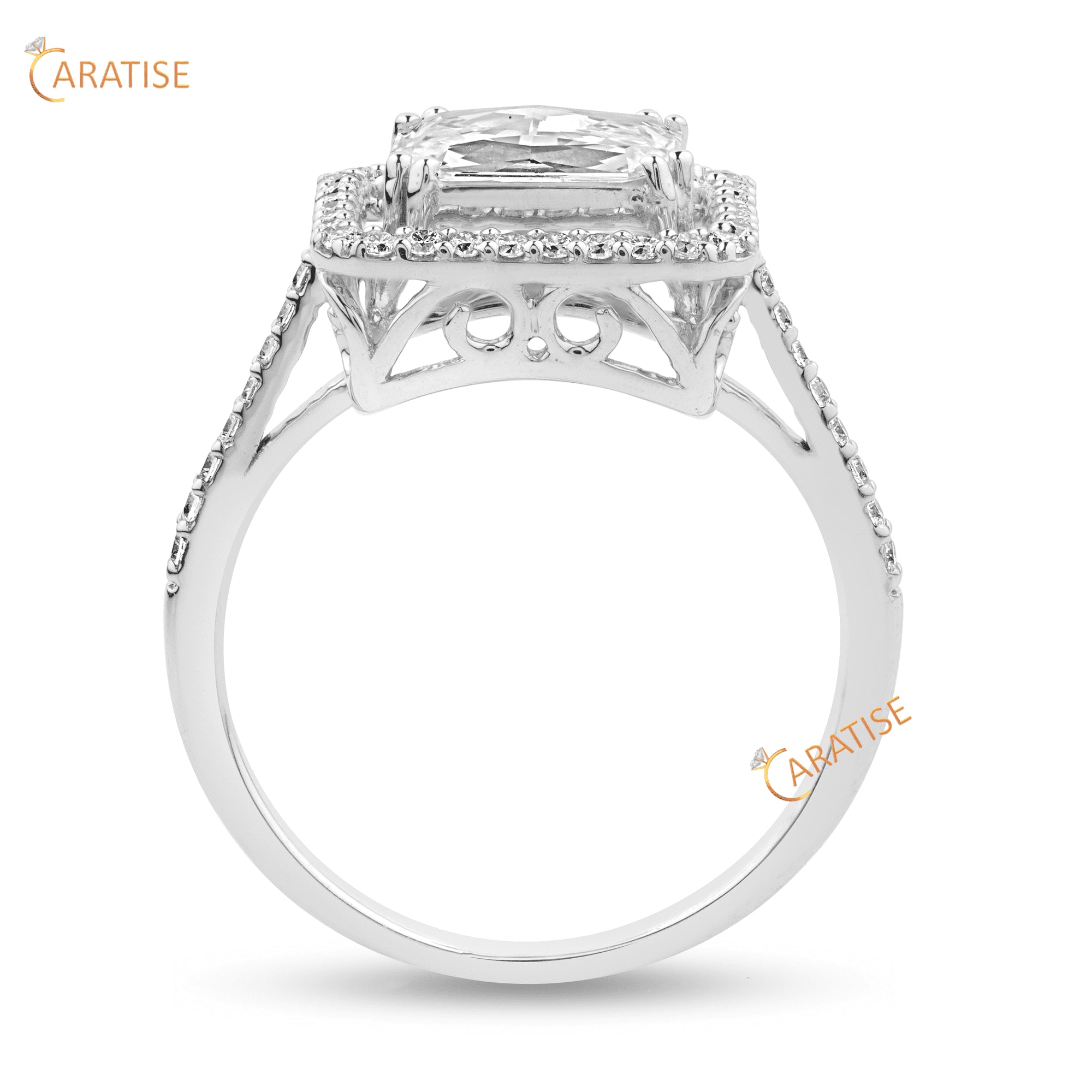 1.09 TDW Rose Cut & Round Moissanite Diamond Engagement Ring 925 Silver