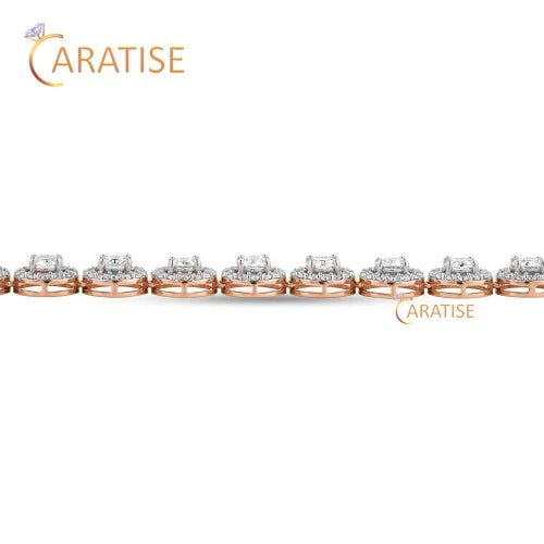 14.17 TDW Round Cut Diamond Necklace 925 Silver