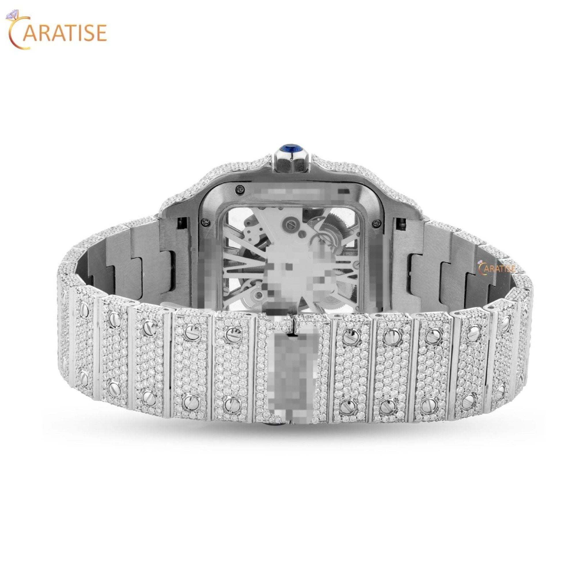 20.81 TDW Round Cut Moissanite Diamond Watch Stainless Steel