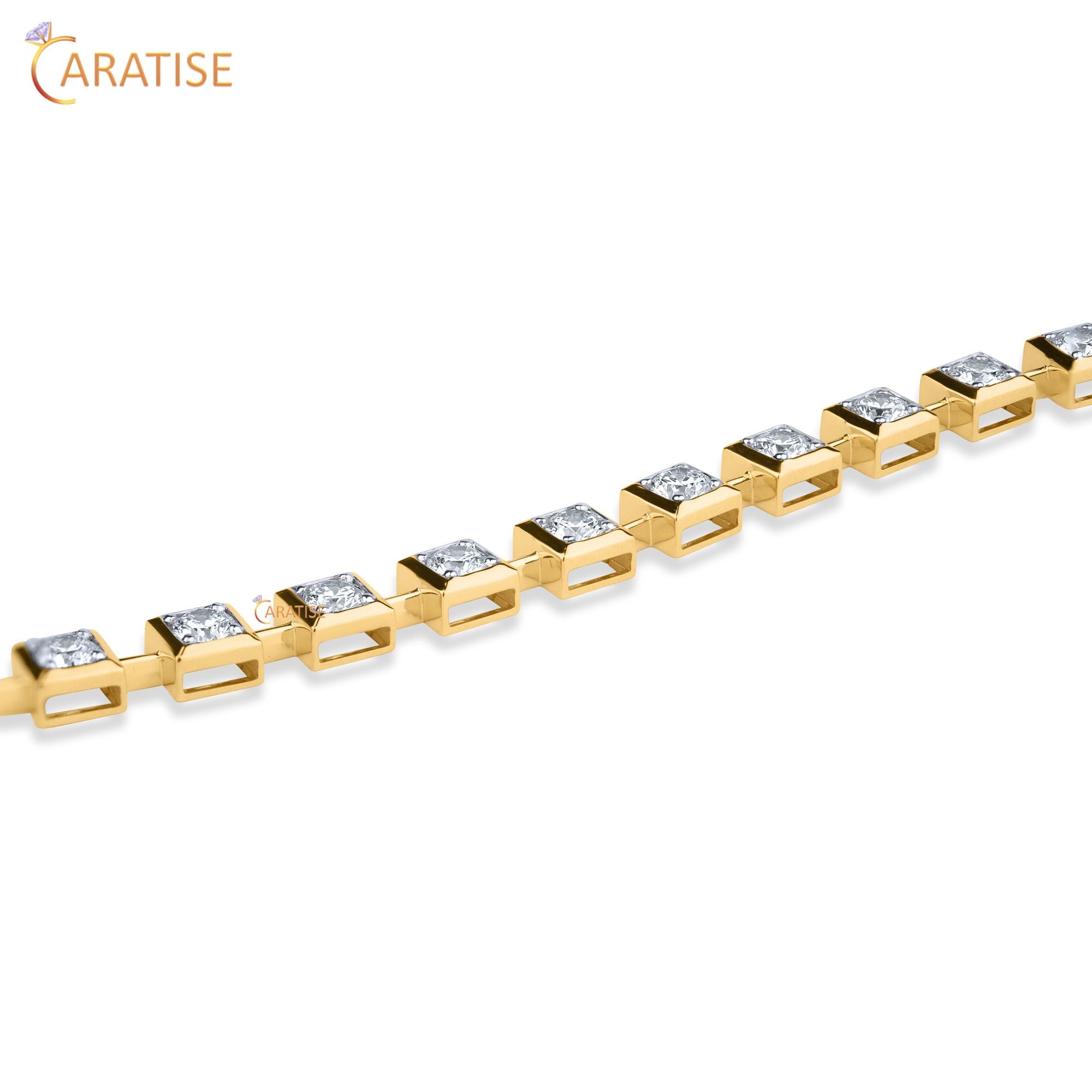 4.59 TDW Round Cut Diamond Charm Bracelet 925 Silver