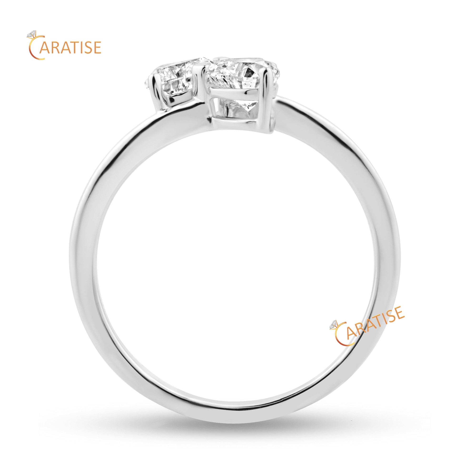 1.10 TDW Heart Diamond Ring | 925 Silver | Promise Ring For Her | Uniting Two Hearts