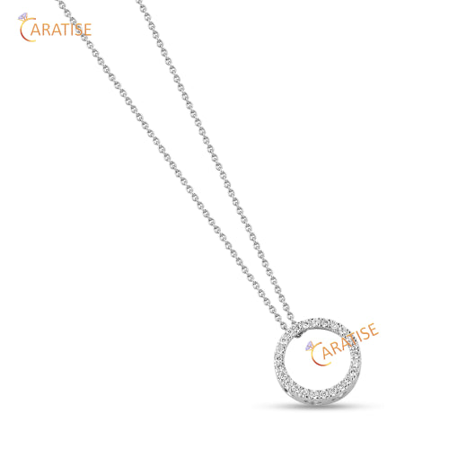 0.23 TDW Round Cut Diamond Custom Pendant With Chain 925 Silver