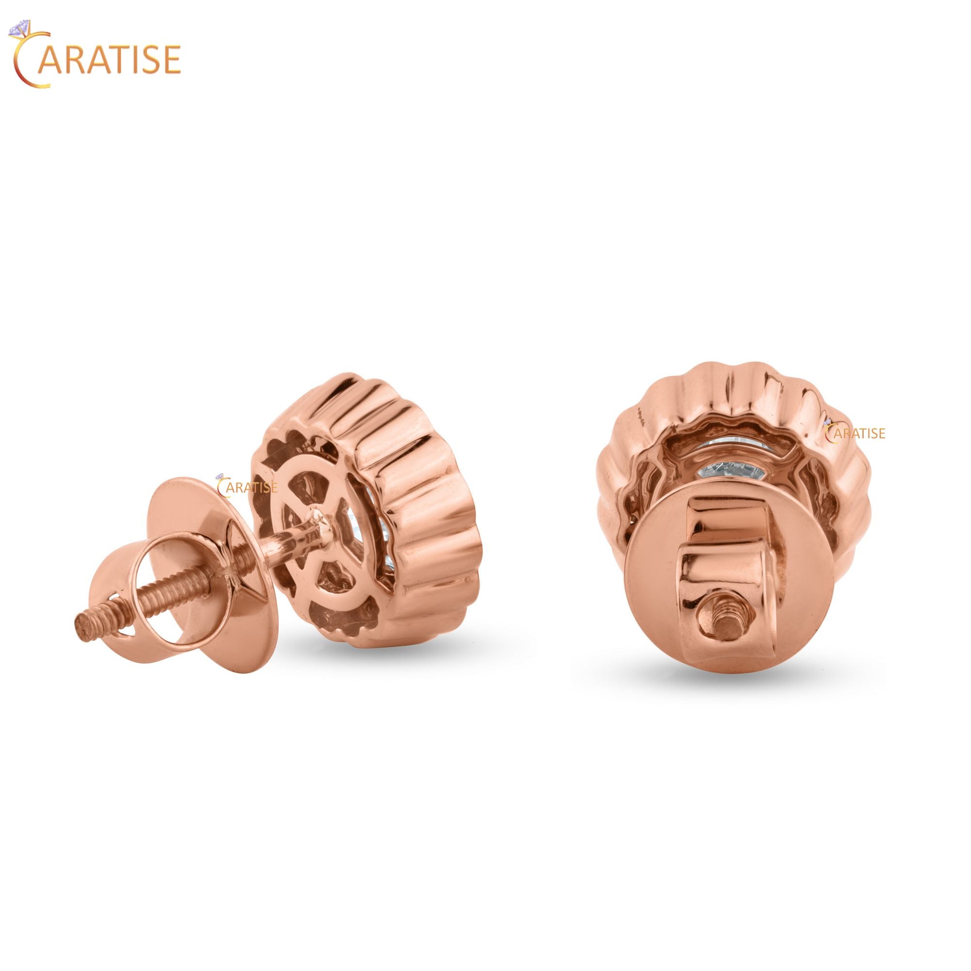 1.71 TDW Round Cut Diamond Stud Earring 925 Silver