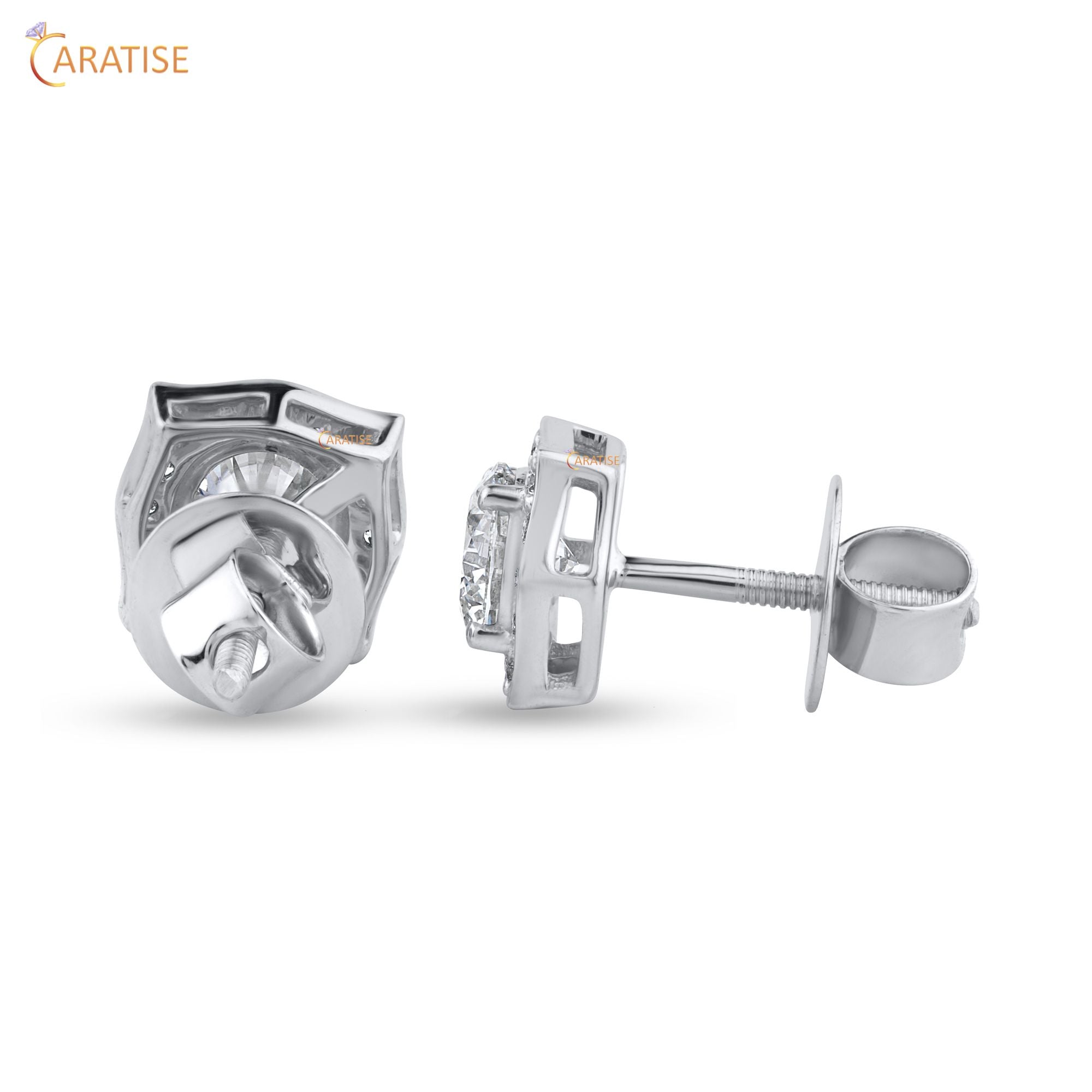 1.50 TDW Round Cut Diamond Stud 925 Silver