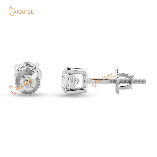 1.07 TDW Round Cut Diamond Earring 925 Silver