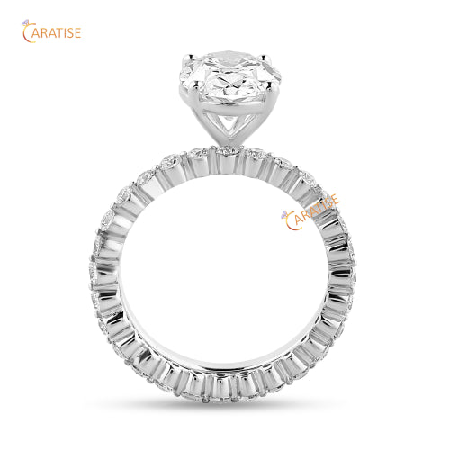 2.80 TDW Oval & Round Cut Moissanite Diamond Ring 925 Silver