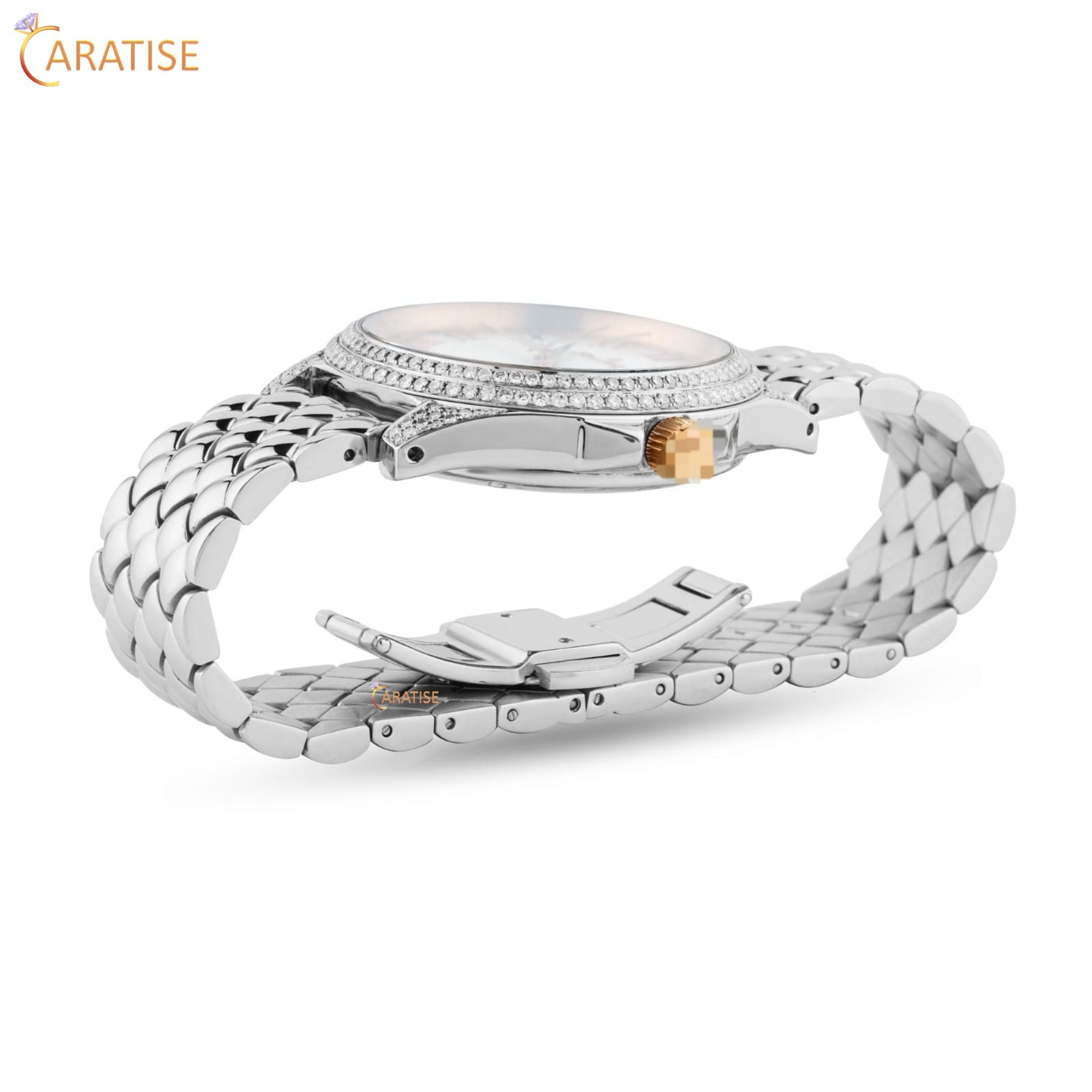 2.11 TDW Round Cut Diamond Watch | Moissanite Diamond | Unique Diamond Watch | Rare And Stunning | EF-VS Color