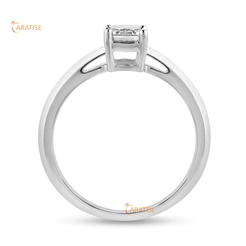0.85 TDW Emerald Cut Moissanite Diamond Solitaire Ring 925 Silver