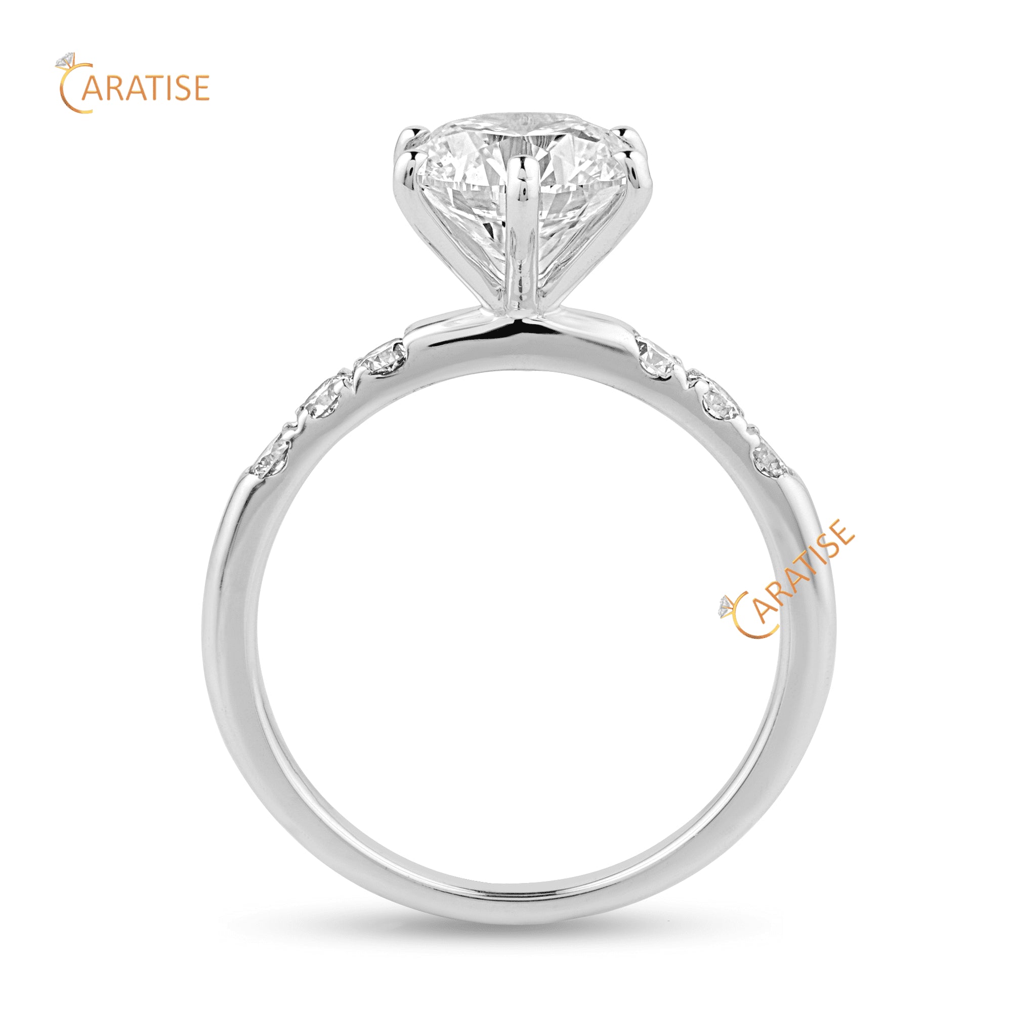 2.35 TDW Round Cut Diamond Engagement Ring 925 Silver