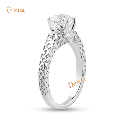 0.93 TDW Round Cut Moissanite Diamond Solitaire Ring 925 Silver