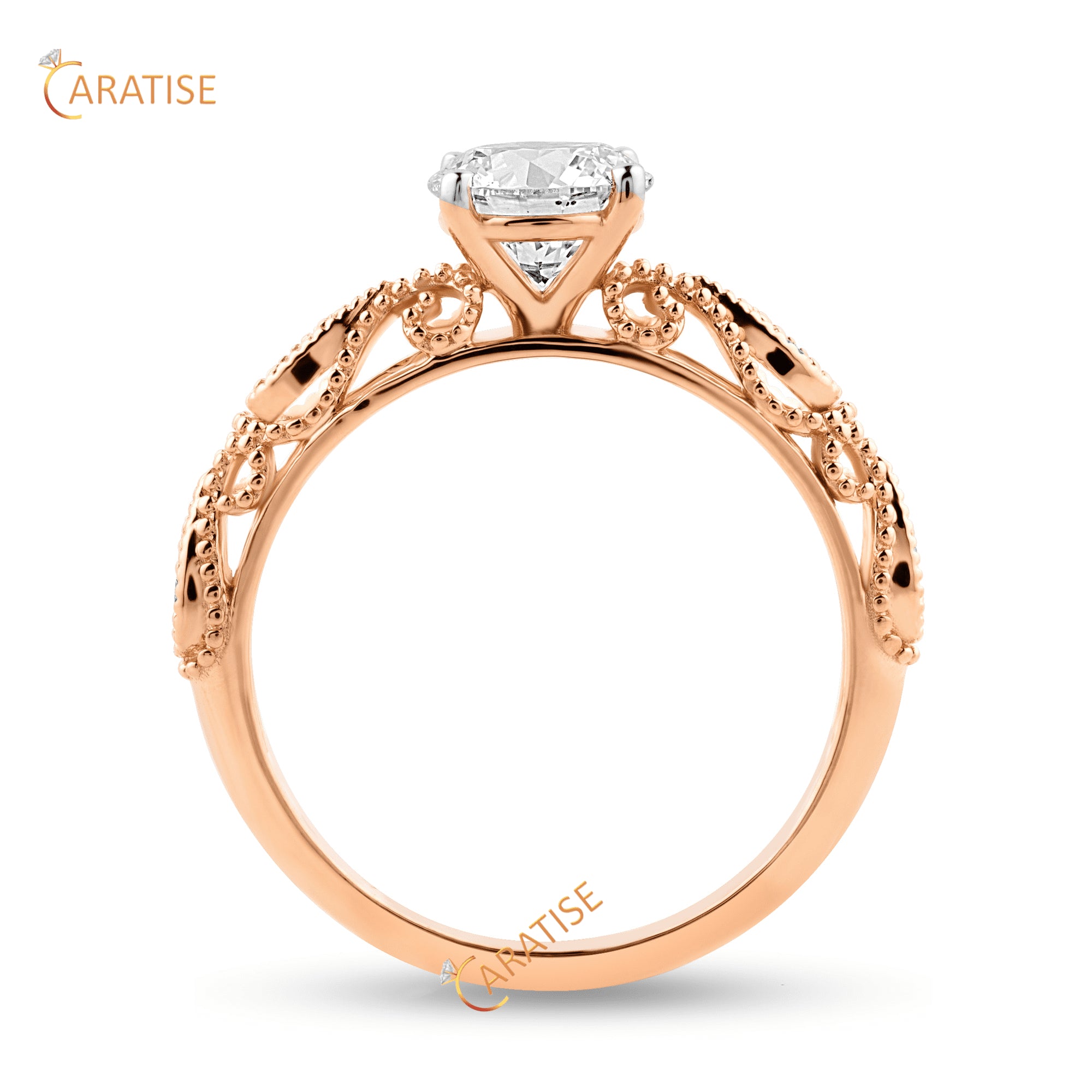 1.06 TDW Round Cut Diamond Engagement Ring 925 Silver