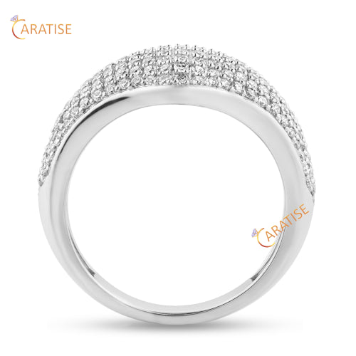 0.66 TDW Round Cut Moissanite Diamond Ring 925 Silver