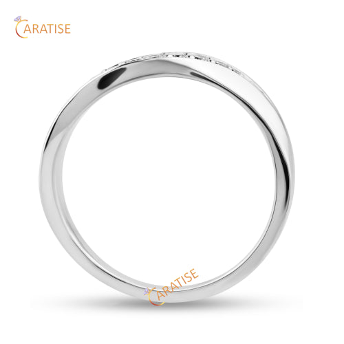 0.10 TDW Round Cut Moissanite Diamond Band Ring 925 Silver