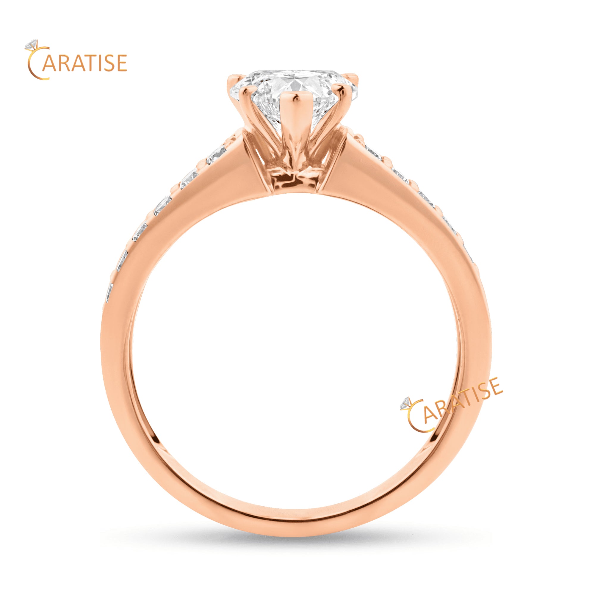 1.518 TDW Heart & Round Cut Diamond Engagement Ring 925 Silver