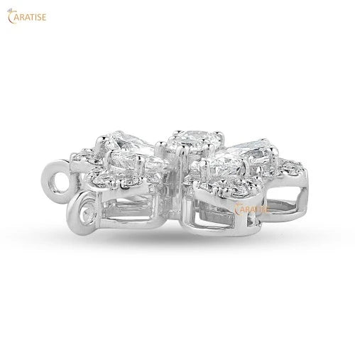 0.70 TDW Round & Pear Cut Diamond Custom Pendant 925 Silver