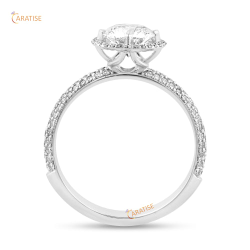 1.425 TDW Round Cut Moissanite Diamond Halo Ring 925 Silver