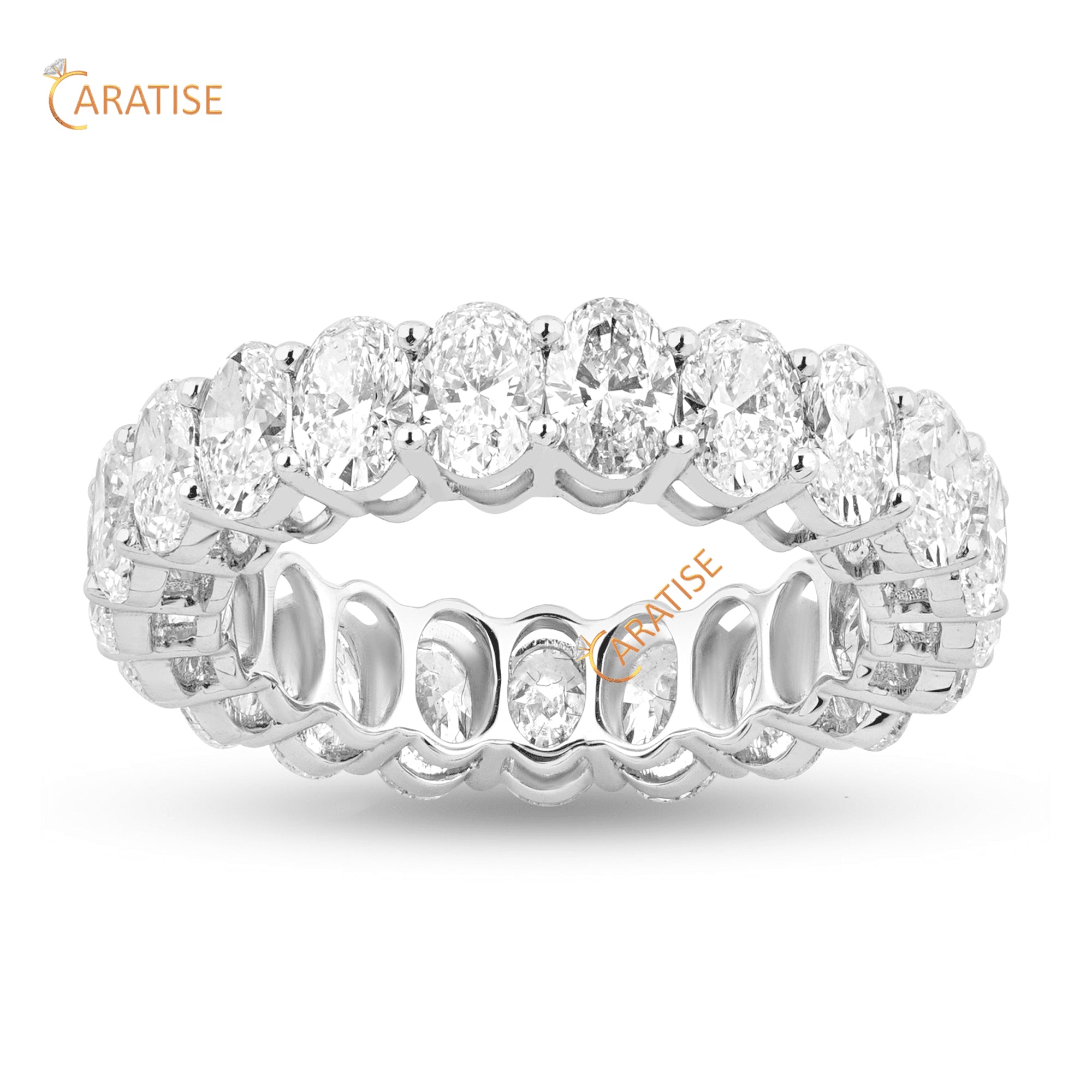 2.62 TDW Oval Cut Diamond Eternity Band Ring 925 Silver