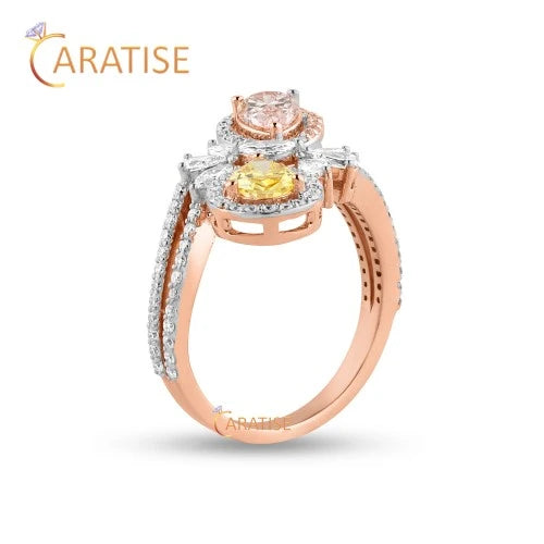 1.68 TDW F.P. & F.Y. Pear, Marquise, Round Cut Diamond Engagement Ring 925 Silver