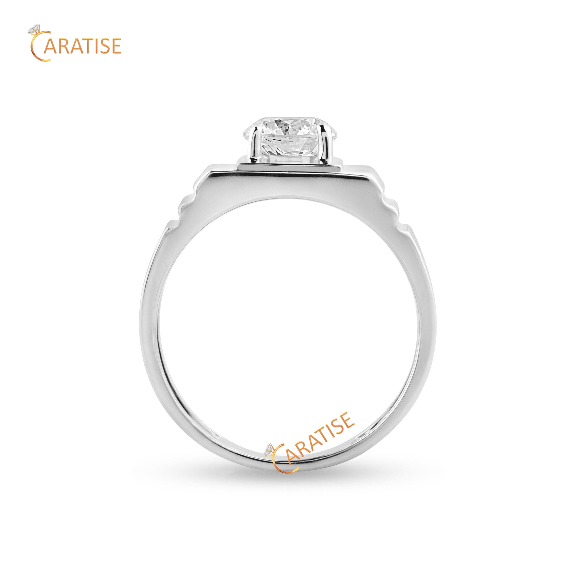 1.24 TDW Round Cut Men's Diamond Solitaire Ring 925 Silver
