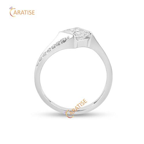 1.20 TDW Princess & Round Cut Moissanite Diamond Engagement Ring 925 Silver