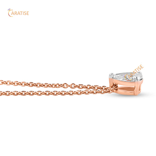 0.32 TDW Pear Cut Diamond Solitaire Pendant With Chain 925 Silver