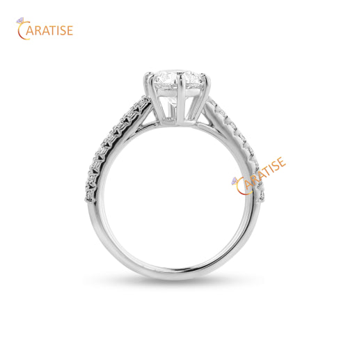 1.19 TDW Round Cut Moissanite Diamond Engagement Ring 925 Silver