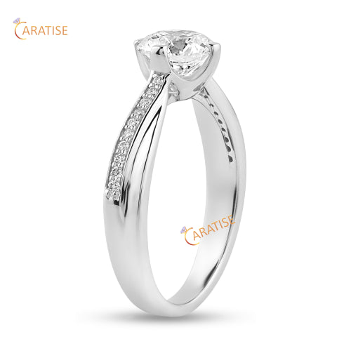 1.37 TDW Round Cut Moissanite Diamond Engagement Ring 925 Silver