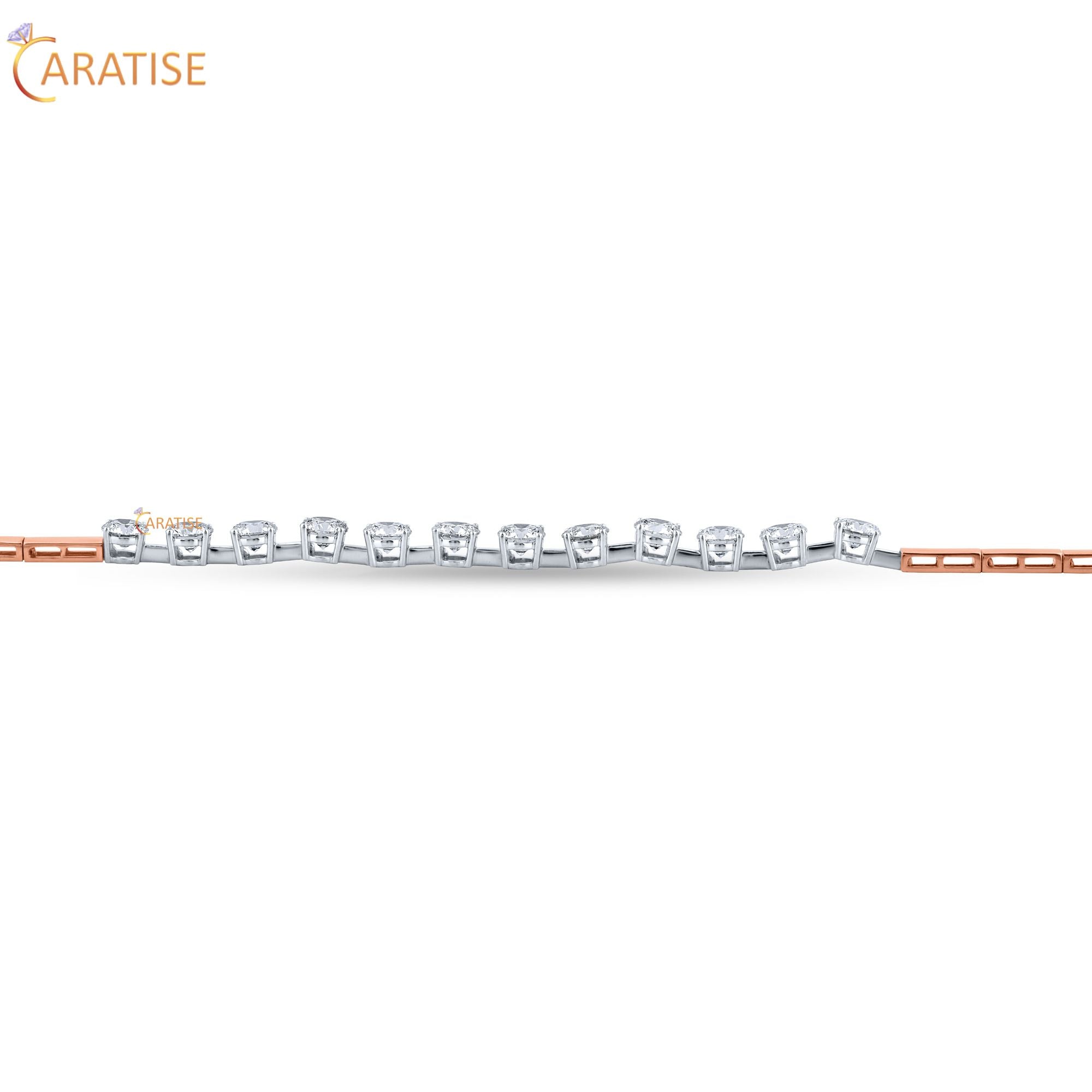 6.09 TDW Round Cut Diamond Bracelet 925 Silver