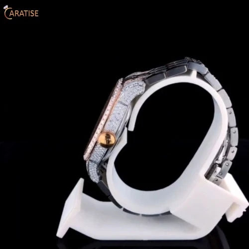 5.85 TDW Round Cut Diamond Watch | Stainless Steel | Elegant Moissanite Diamond Watch | Gift For Her | EF-VS Color