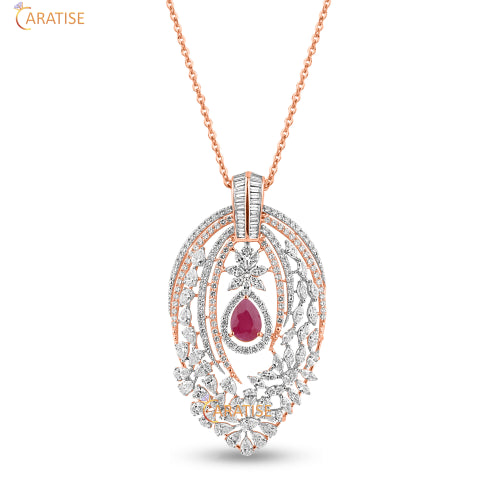5.89 TDW F.P.Pear,Baguette,Marquise & Round Cut Diamond Pendant And Earring 925 Silver
